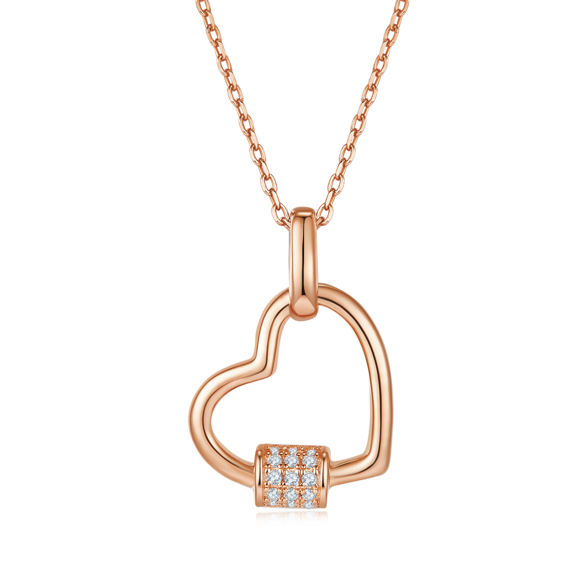 3.3g S925 Collier de coeur en argent sterling 45cm 15 Pierre Moissanite Pave Bar Pendentif avec GR