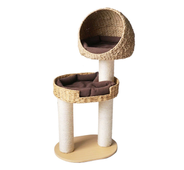 Green Song Woven Cat Climbing Frame with Thick Posts Cat Tree Cat Bed and Scratching Post