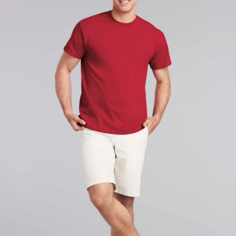 Solid-color Col rond Coton Hommes Manches courtes