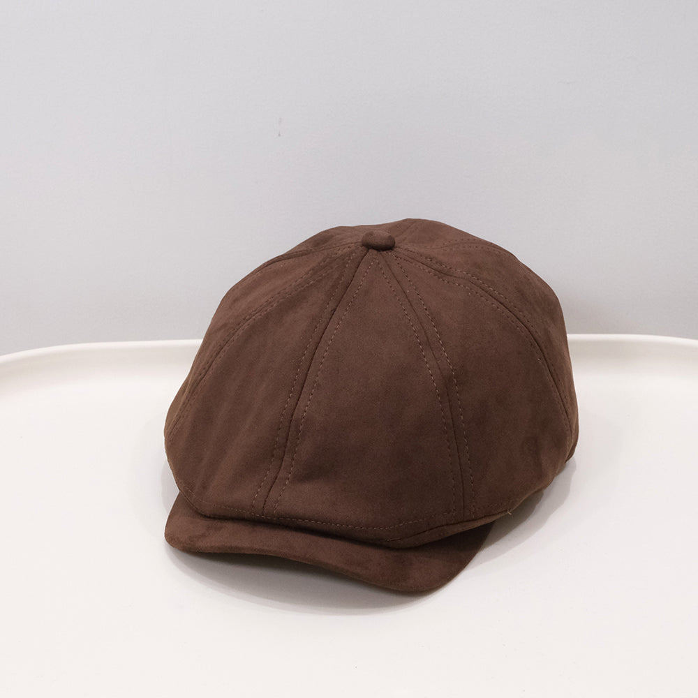 Vintage Mode Automne-hiver Versatile Brossé Octagonal Chapeau en avant Brimmed avec Anglais
