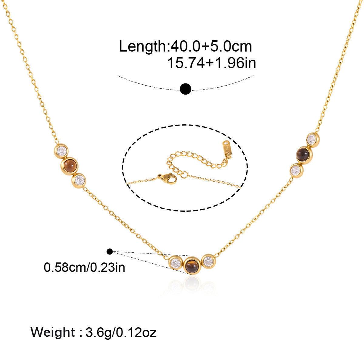 Collier en acier inoxydable Tiger's Eye Titanium Steel pour femmes