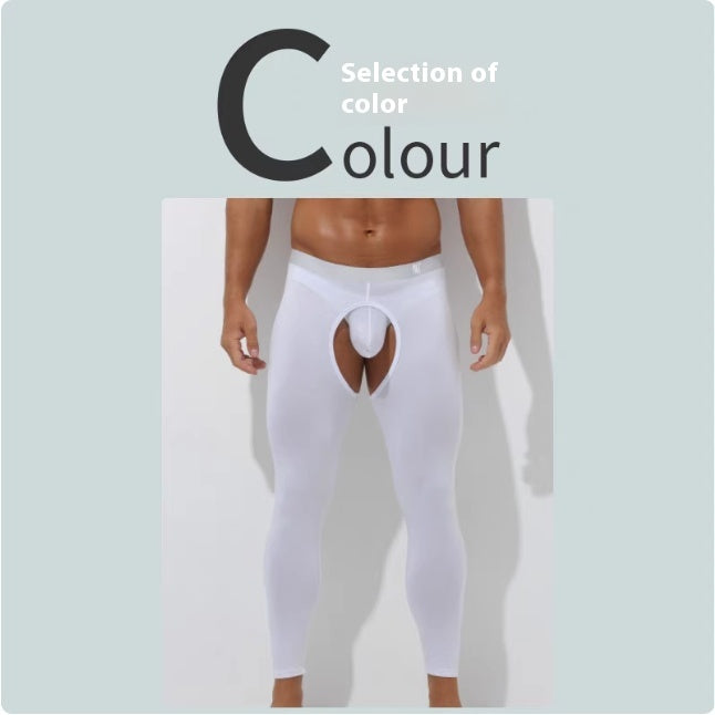 Pantalons Thermiques ouverts en croûte pour hommes Légumes minces Légumes Modaux Automne Hiver Collant Intérieur Gratuit
