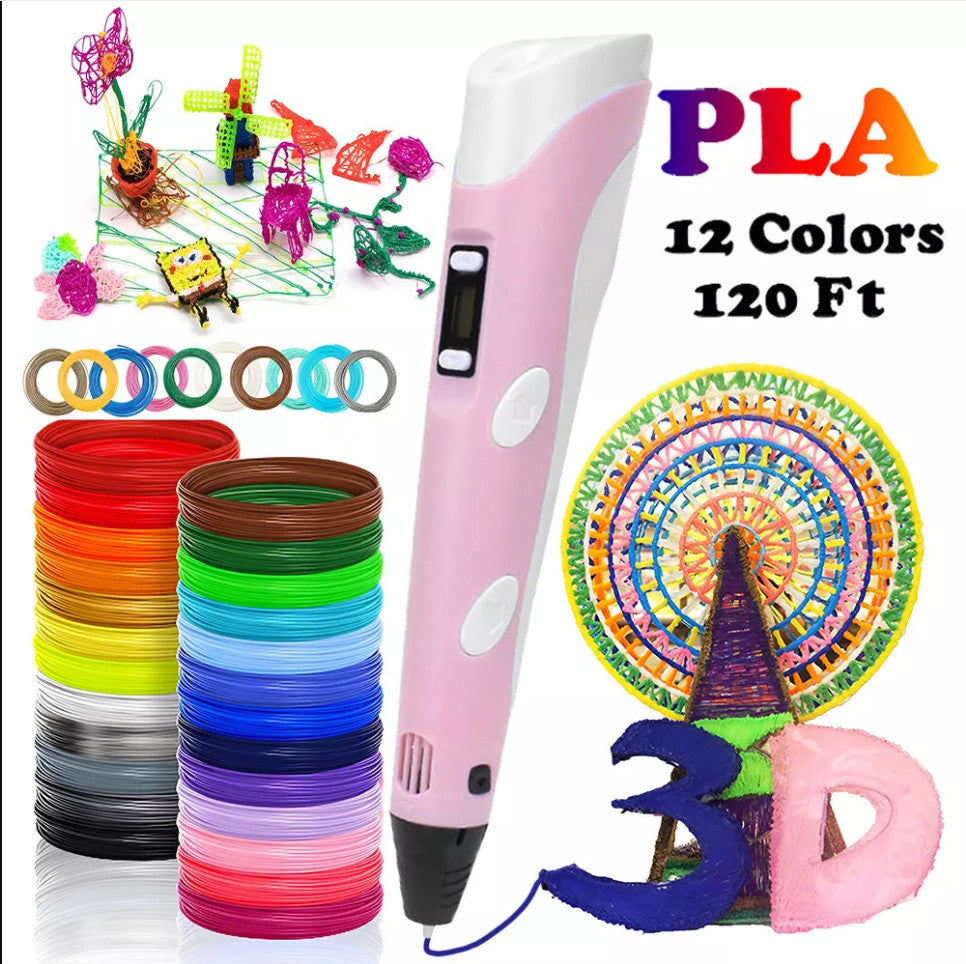 Jeu de stylo d'impression 3D Doodle PLA Filament Imprimante Dessin 12 Couleurs Cadeau enfants Royaume-Uni