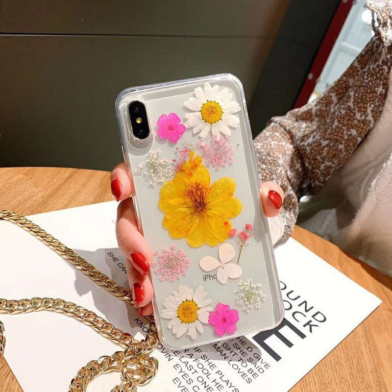 Couverture arrière Epoxy Préservé cas de téléphone à fleurs