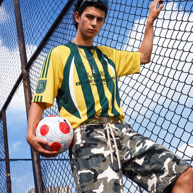 T-shirt à manches courtes rayée pour hommes Port sportif respirant pour l'été