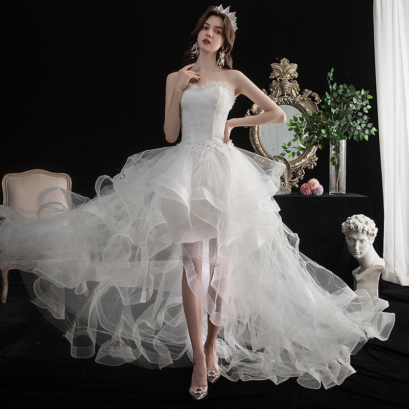 Court Avant et Longueur du dos Petite robe de mariée
