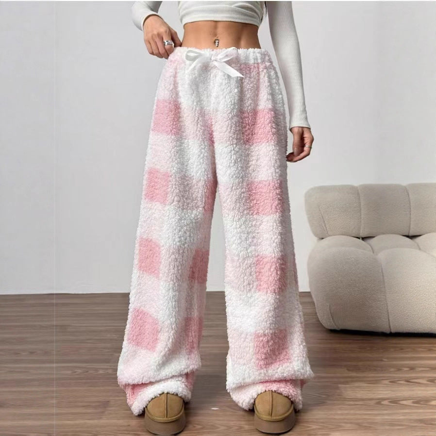 Pantalon casual chaud à l'avant couleur solide pour femmes