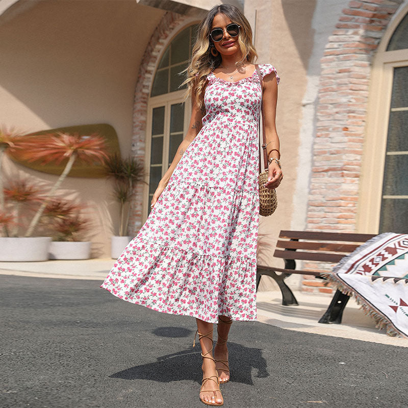 Robe florale sans manches pour femmes