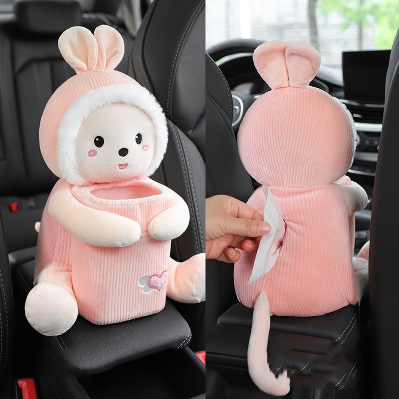 Boîte de tissu de voiture créative Corbeille peut deux-en-un Cute Armrest Box Pumping Paper Box