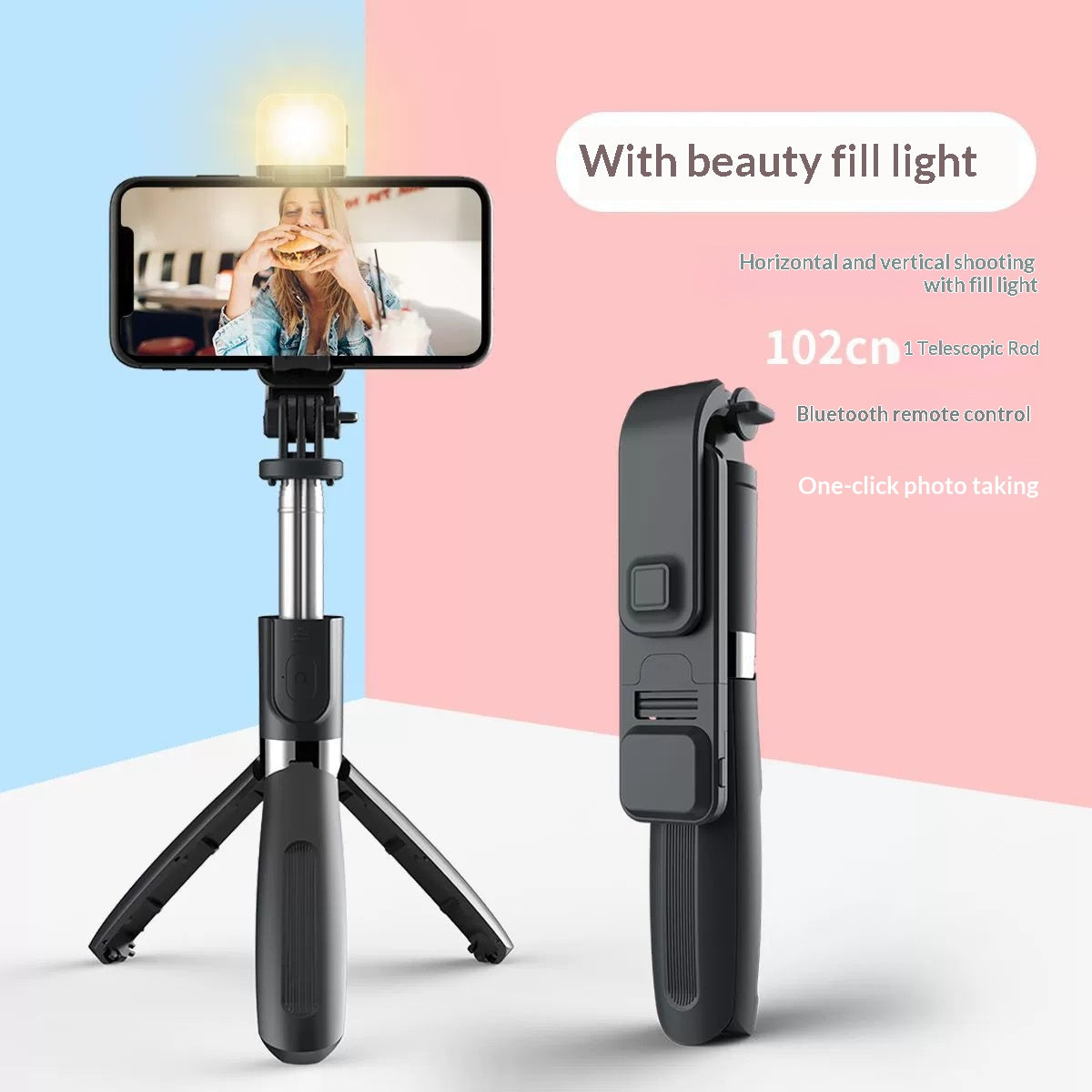 Bluetooth Trépied tout-en-un contrôlé à distance avec lumière de remplissage et Selfie St