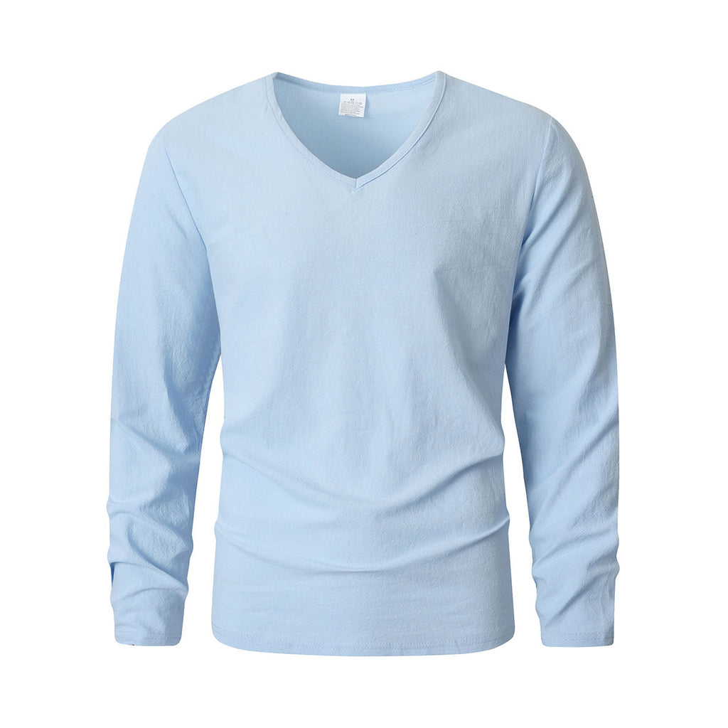 Haut à manches longues à col en V Casual Retro