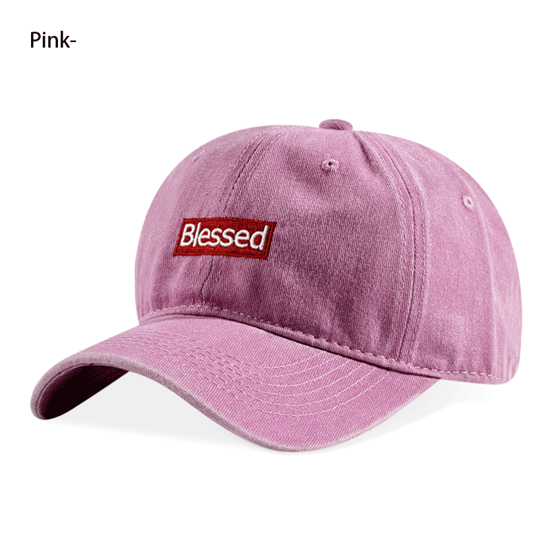 Vintage Lavé Bienheureux Brodé Casquette de Baseball Ajustable Unisexe Streetwear Chapeau de papa