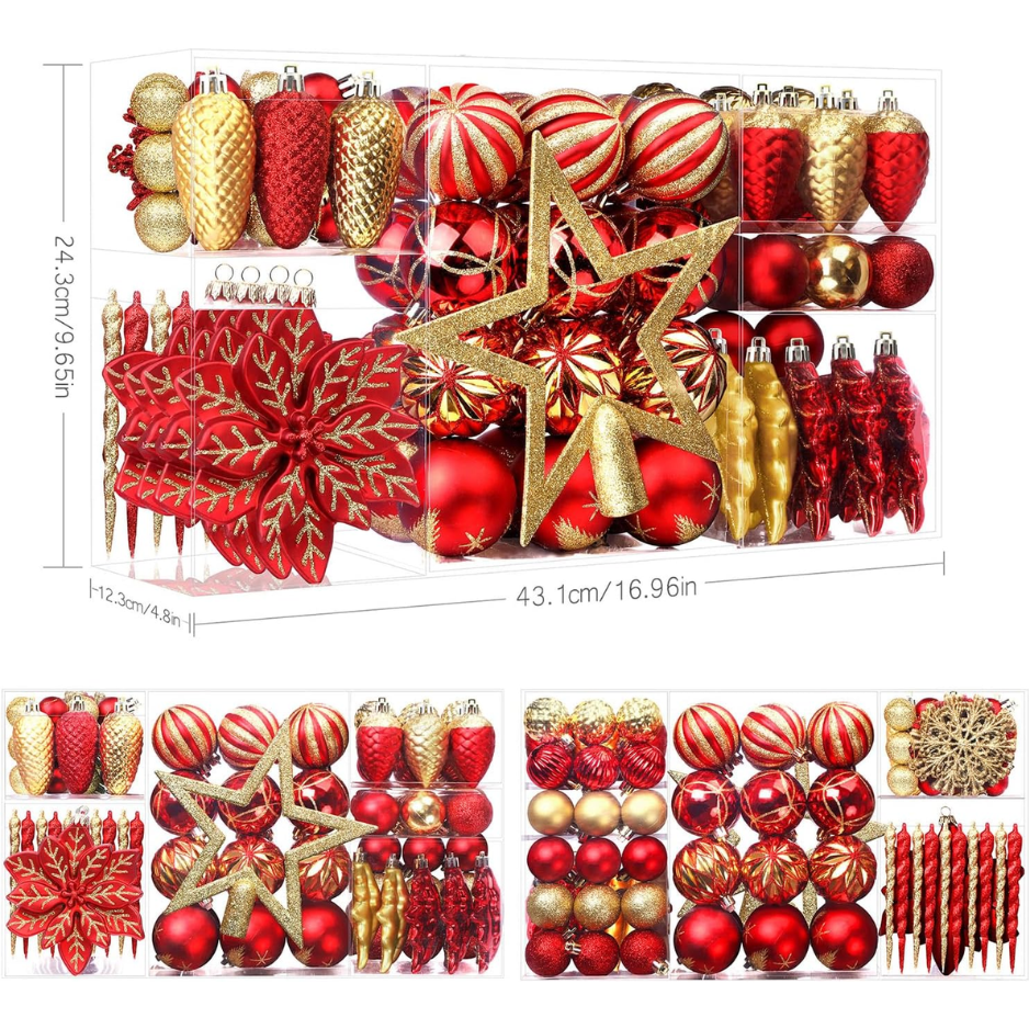 106 PCS Balle de Noël ornements pour décorations d'arbre de Noël