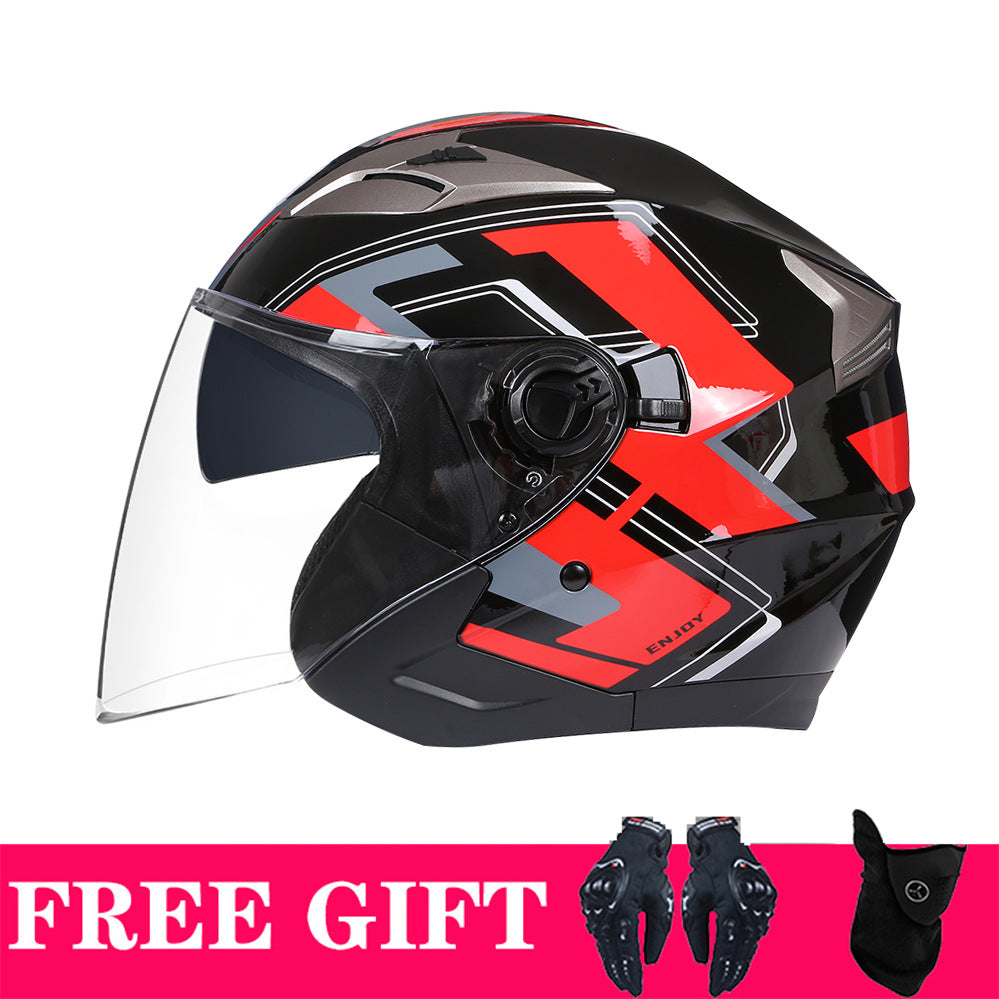 Casque de moto Double Lens Retro Casque d'équitation