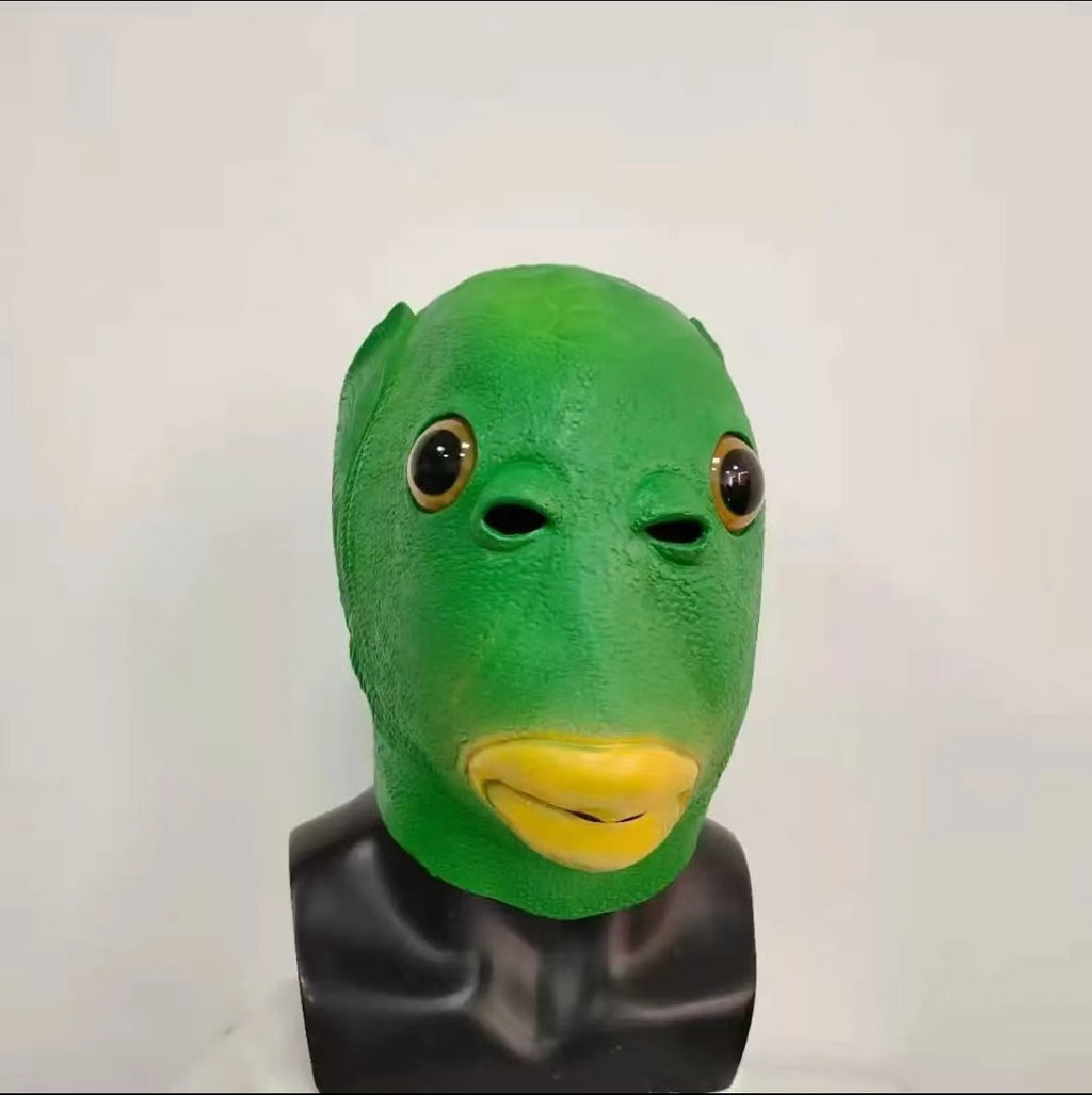 Internet Célébrité Masque de latex Funny Green Fish Head Cover