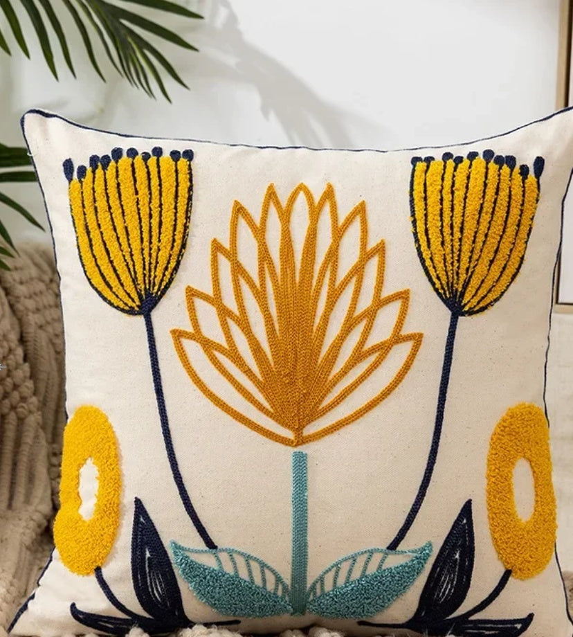 Étui d'oreiller décoratif avec couverture de broderie florale