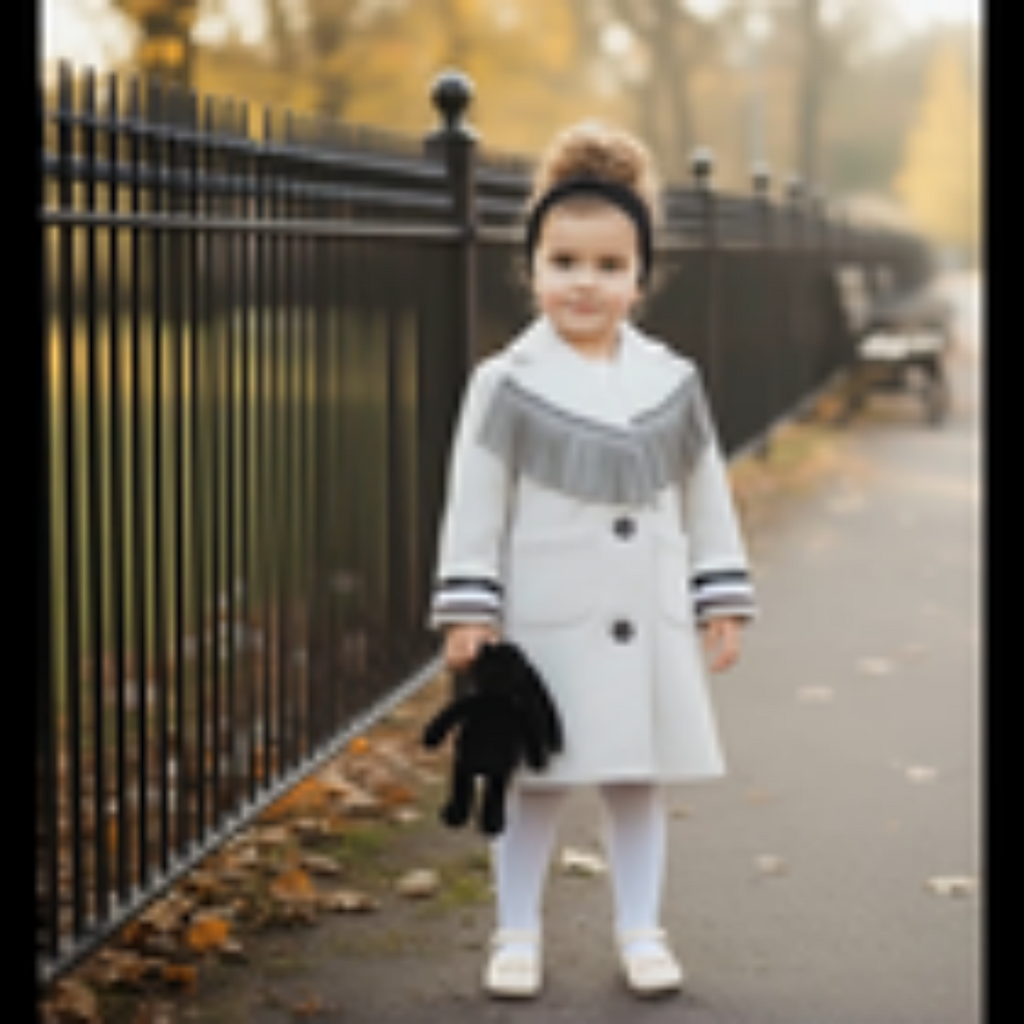 Filles Woolen Long Coat 3-12y Crème Orange Vintage Coat Style mignon