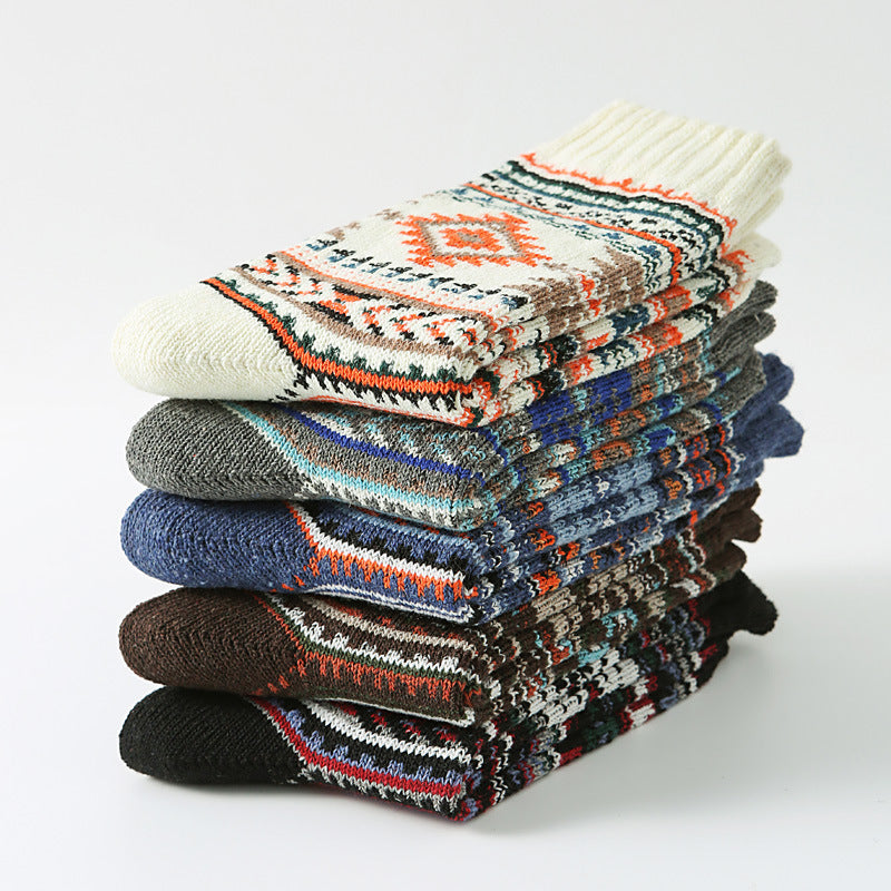 Chaussettes en laine carrée rétro