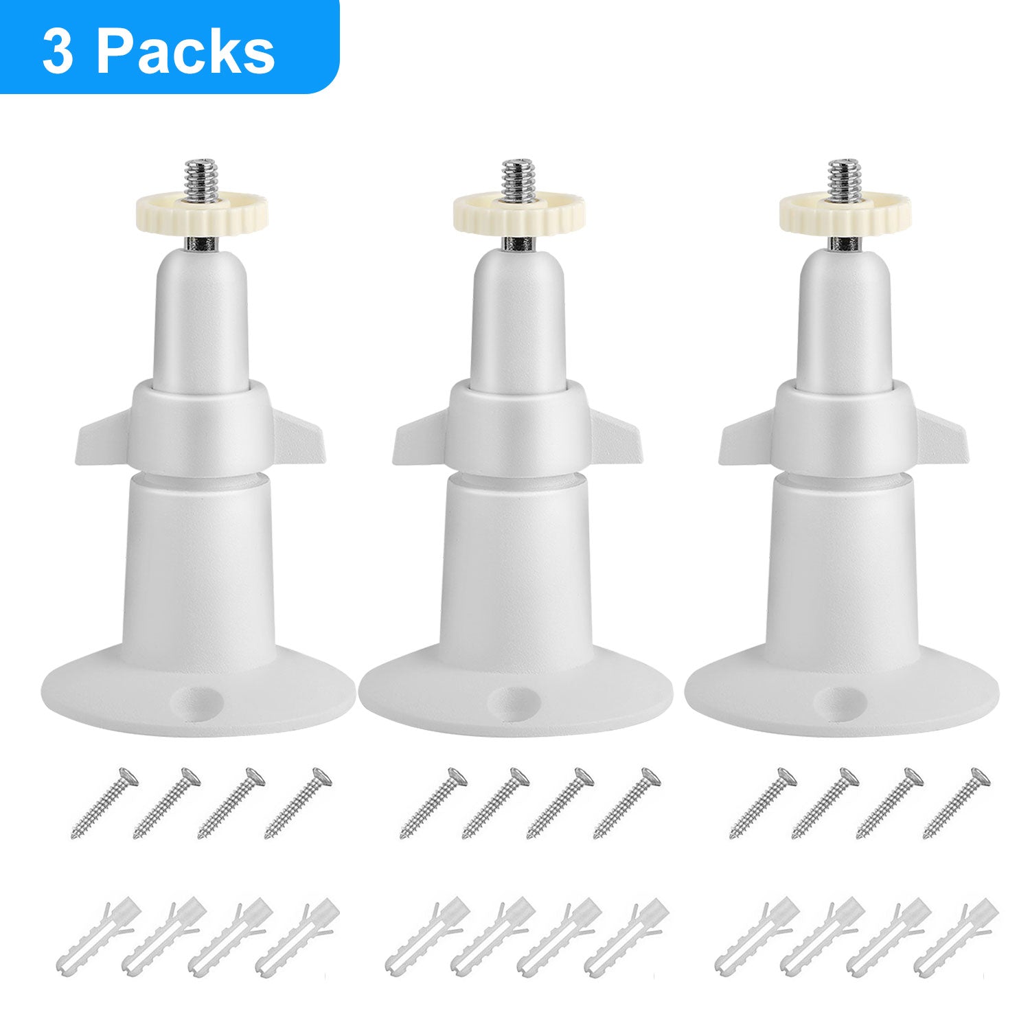 3 Packs Par Set Caméra de sécurité Support mural pour Arlo 360 Degree Support de caméra réglable Ga