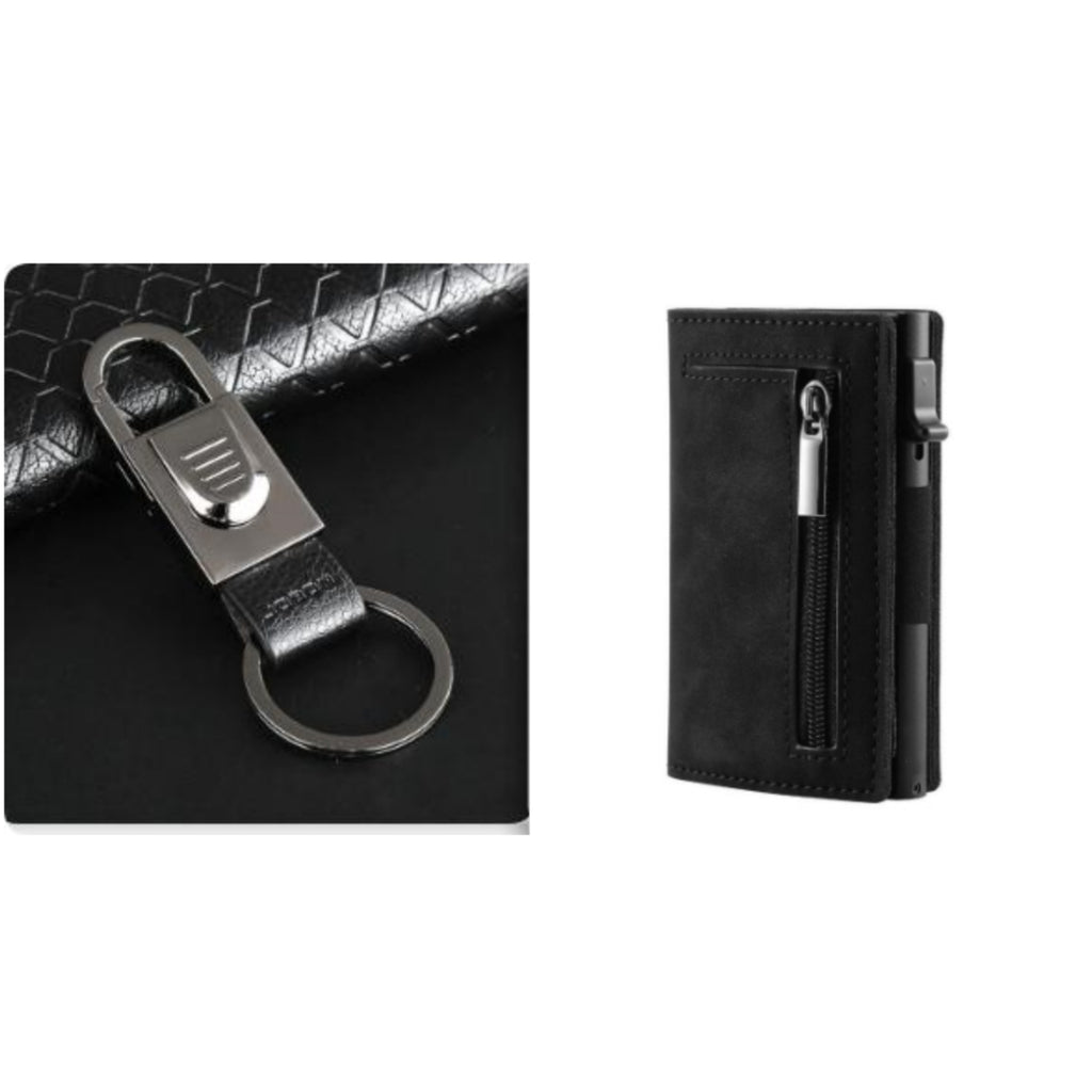 Ancien modèle de fibre de carbone Porte-carte multifonction en cuir pour hommes
