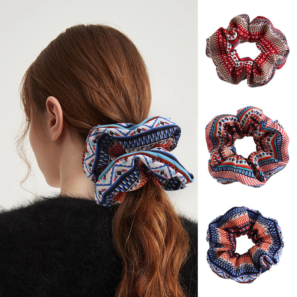 Retro Imprimé Grande Attache intestinale pour les femmes Hautement élastique Grande queue intestinale
