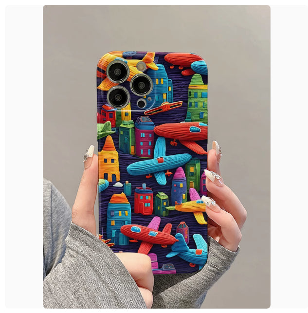 Peinture à l'huile Cas de téléphone d'avion minimaliste