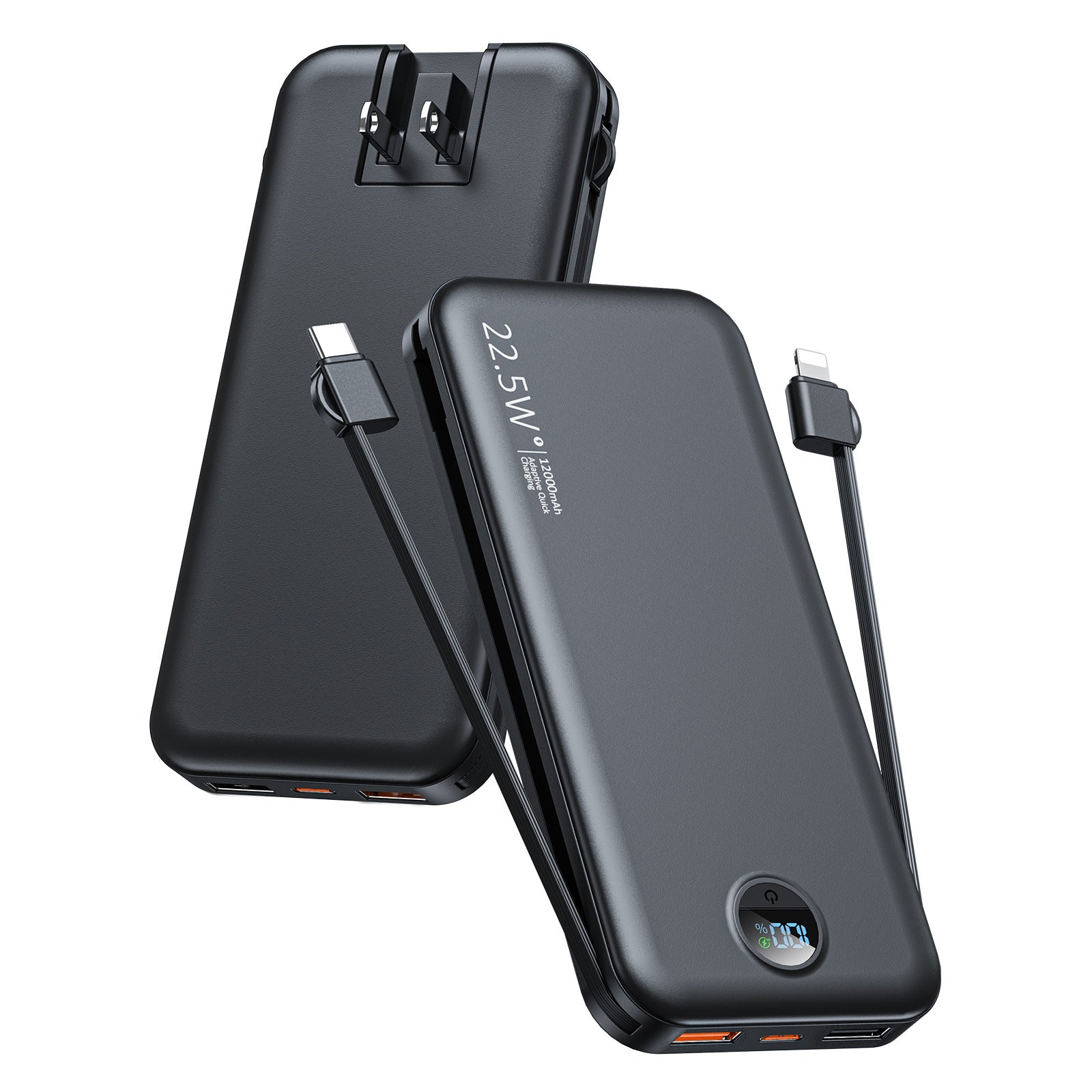 Banque de puissance rechargeable avec recharge rapide et câble