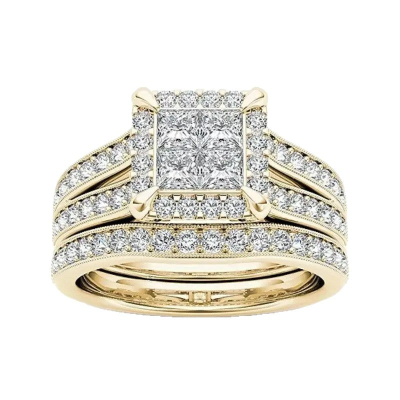 Anneau en zircon plaqué or pour femmes