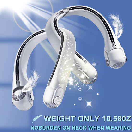 Pendentif de cou ventilateur sans lame blanc de luxe style 3 engrenages 2000-4000mAh USB rechargeable