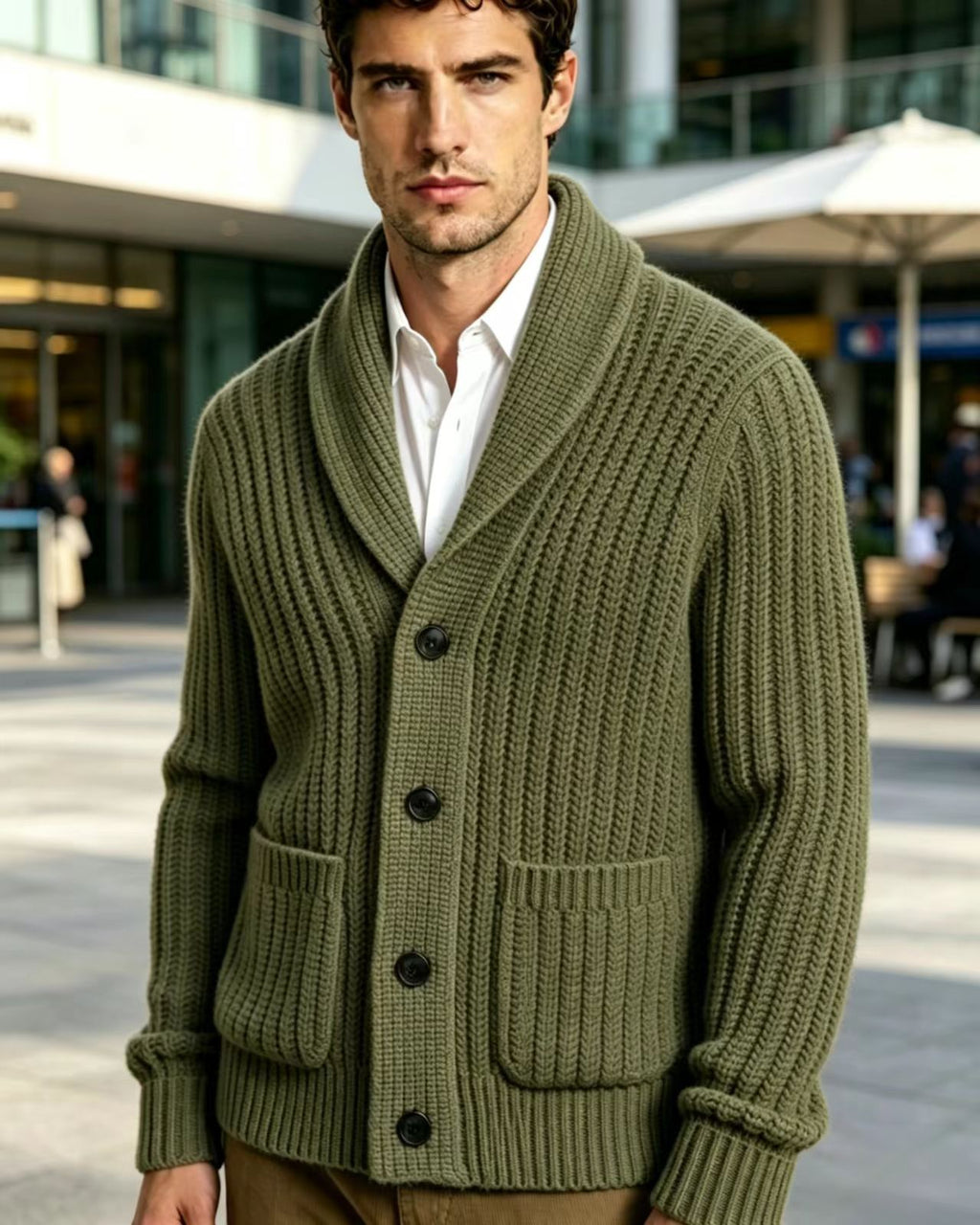 Veste de cardigan rayé pour hommes
