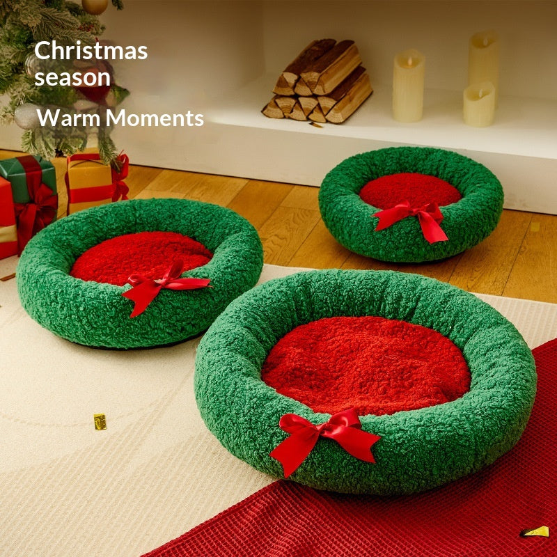 Warm and Thick Winter Christmas Cat Bed
