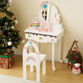 Kids Vanity Table et jeu de chaise avec 7pcs Pretend Jouets de maquillage de jeu