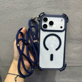 Magnétique Four Corner Drop Housse de téléphone avec une lanière diagonale