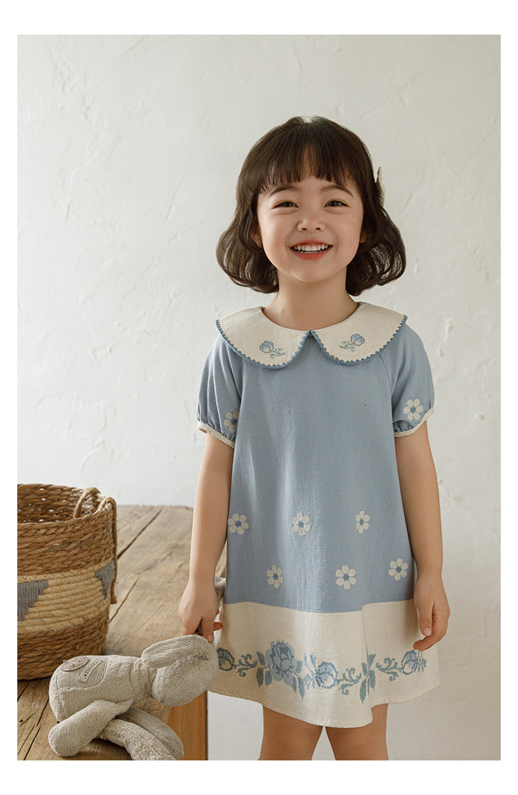 Robe en coton d'été à manches courtes pour filles