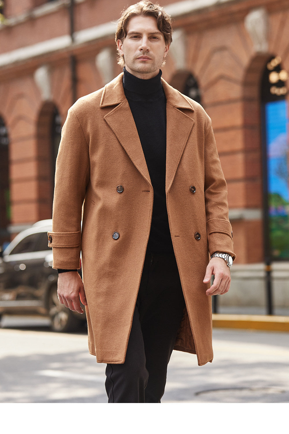 Double Breasted Épaisseur Longueur moyenne Woolen Windbreaker Veste