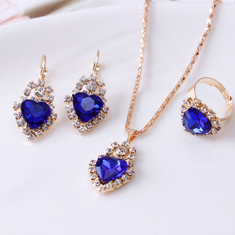 Boucles d'oreilles collier en strass à goutte d'eau