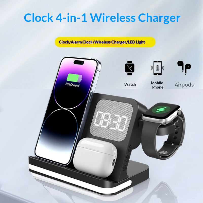 Réveil d'horloge compatible avec les téléphones portables Smartwatches Casques et chargeurs sans fil