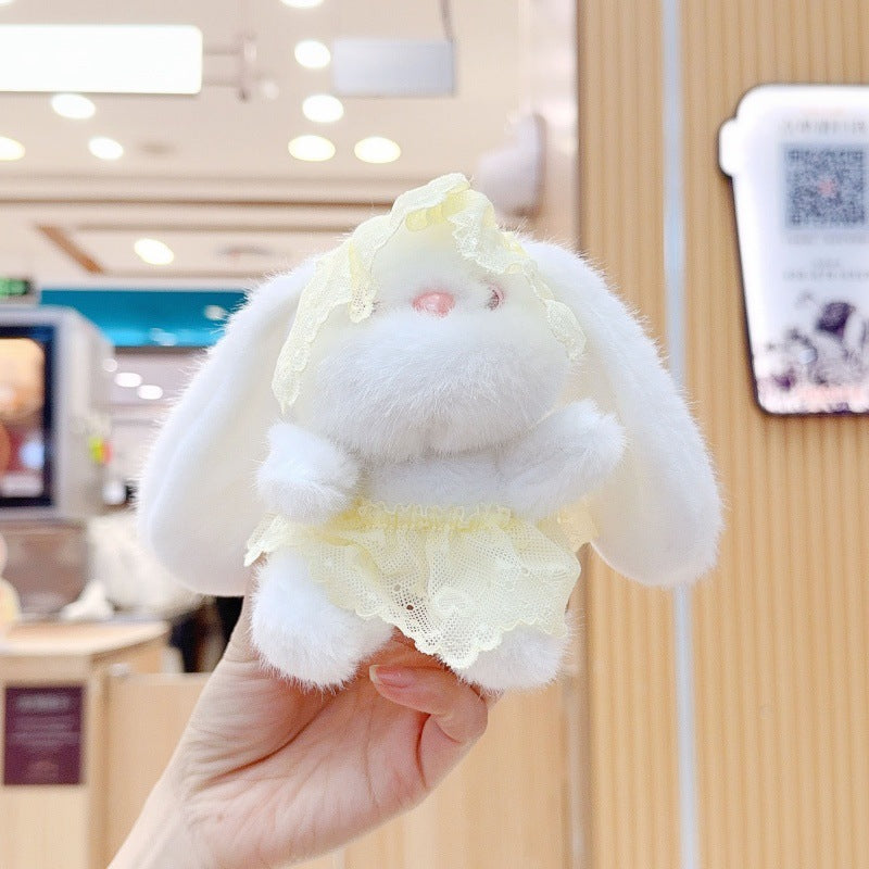Porte-clés en peluche de lapin de la dentelle-hat