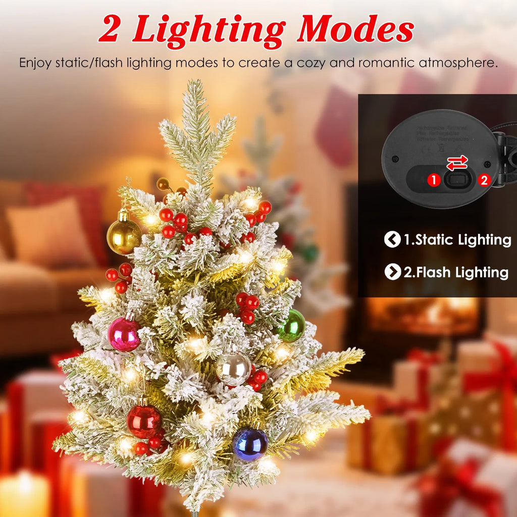Arbre de Noël artificiel solaire - 50 LED chaudes et 2 modes d'éclairage