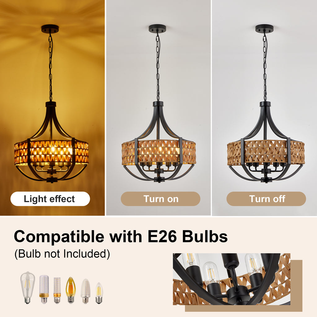 19.7" Rattan Chandelier