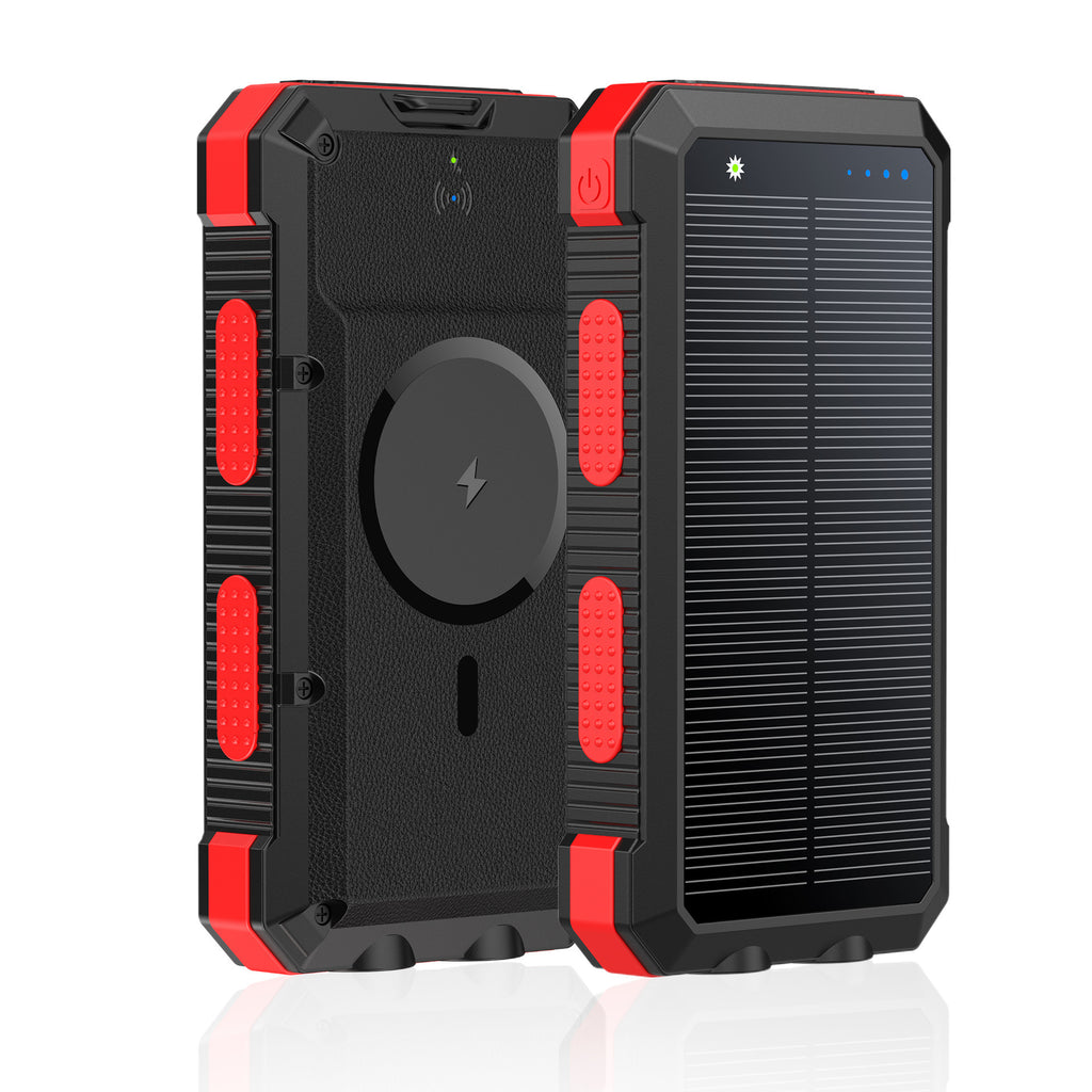 Solar Magnetic Wireless Charger Power Bank 20000 MA Éclairage extérieur étanche