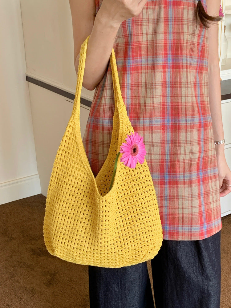 Sac à mailles creux de style Instagram tricoté Woven Purse