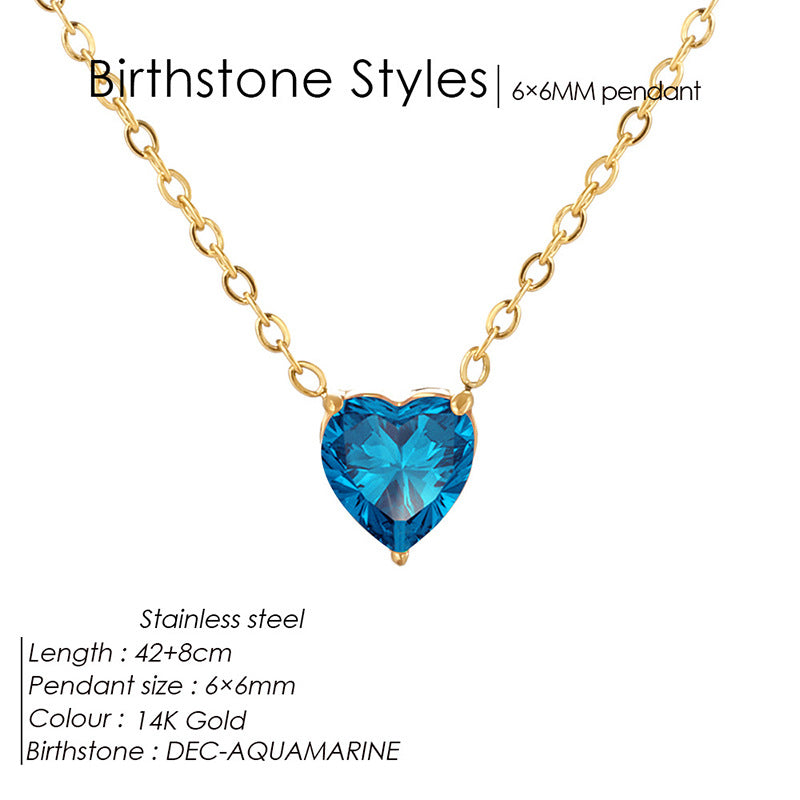 Pendentif en forme de cœur cristal coloré et collier de Zircon