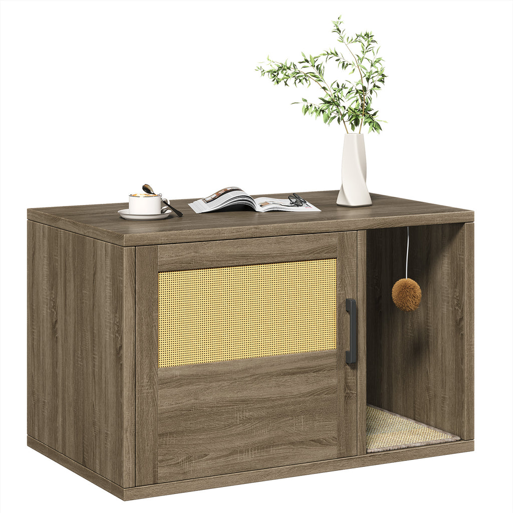 Boîte à litière Cat Enclosure Armoire de meubles Contrôle d'odeur avec étagère en bois