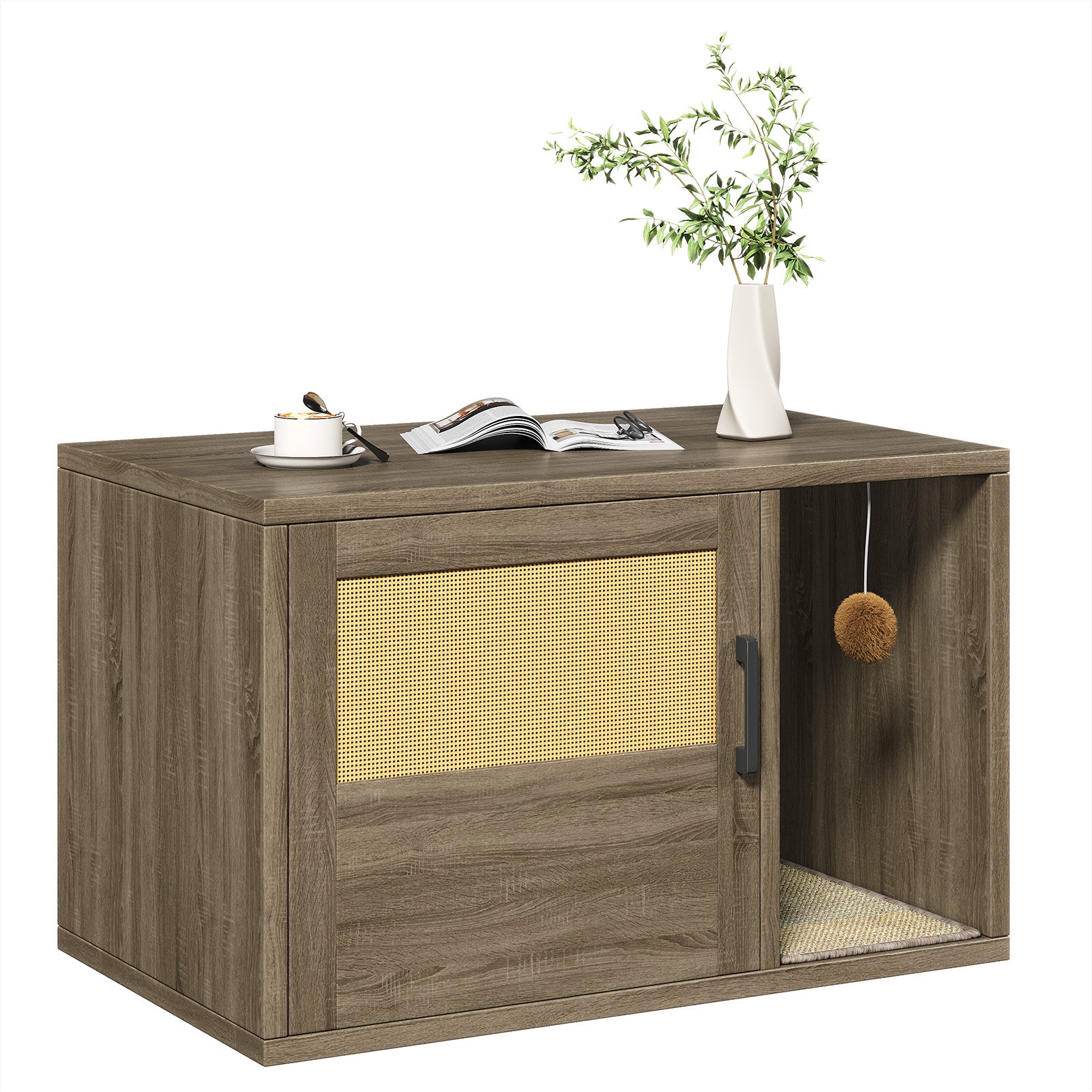 Boîte à litière Cat Enclosure Armoire de meubles Contrôle d'odeur avec étagère en bois