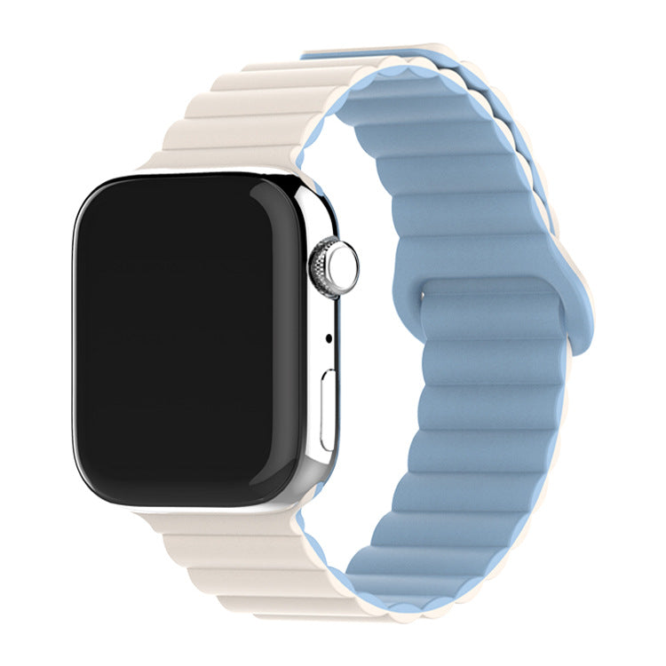 Bracelet de montre à boucle magnétique en silicone bicolore