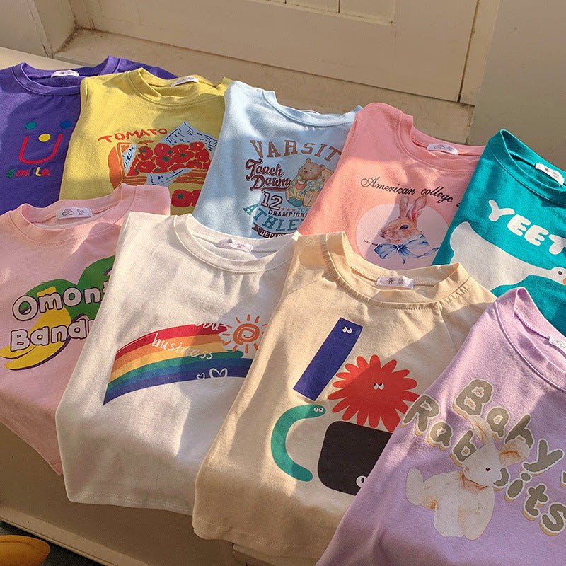 T-shirt pour enfants Imprimé mode Mignon de dessin animé populaire