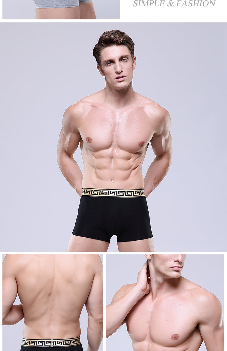 Slips de boxer en coton pour homme Casual Solid Color Four Corners