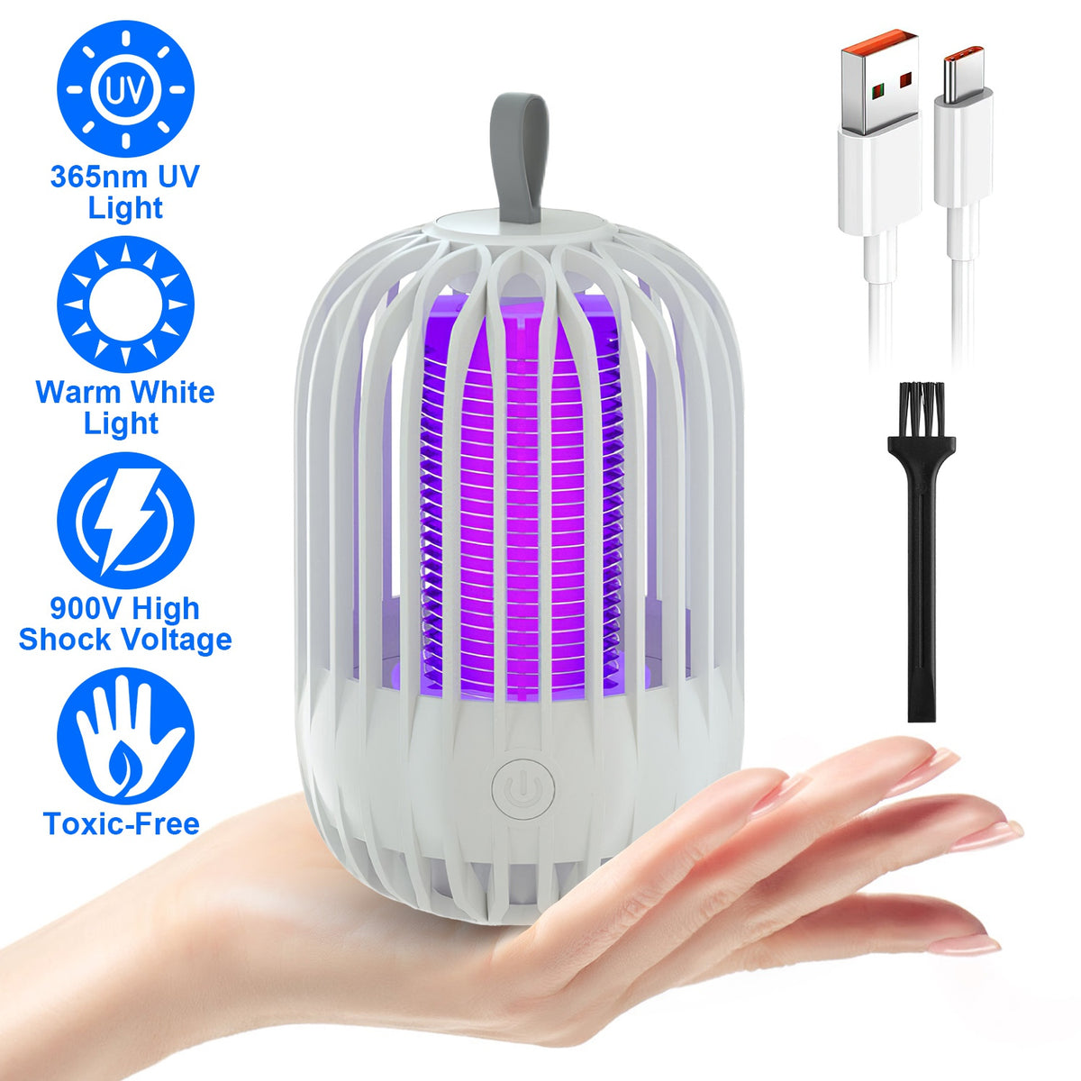 1Pc 900V Bug intérieur sans fil haute tension Zapper Type C Piège de lampe Mosquito rechargeable Po