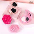 Miroir pliable portable avec motif rose électroplaqué